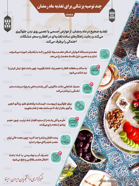 راهبرد بازار؛ اینفوگرافیک / چند توصیه پزشکی برای تغذیه ماه رمضان
